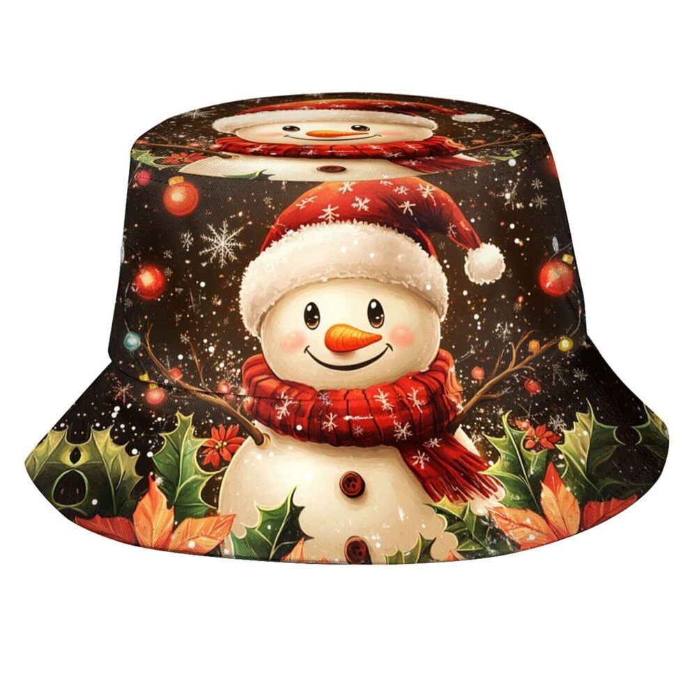 7550 Christmas Snowman Bucket Hat Merry Christmas Fisherman Hats Outdoor